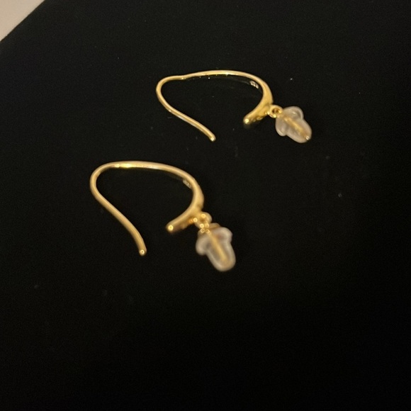 925 Sterling Silver Gold Tone Open Oval Hoop Earrings - Picture 3 of 5